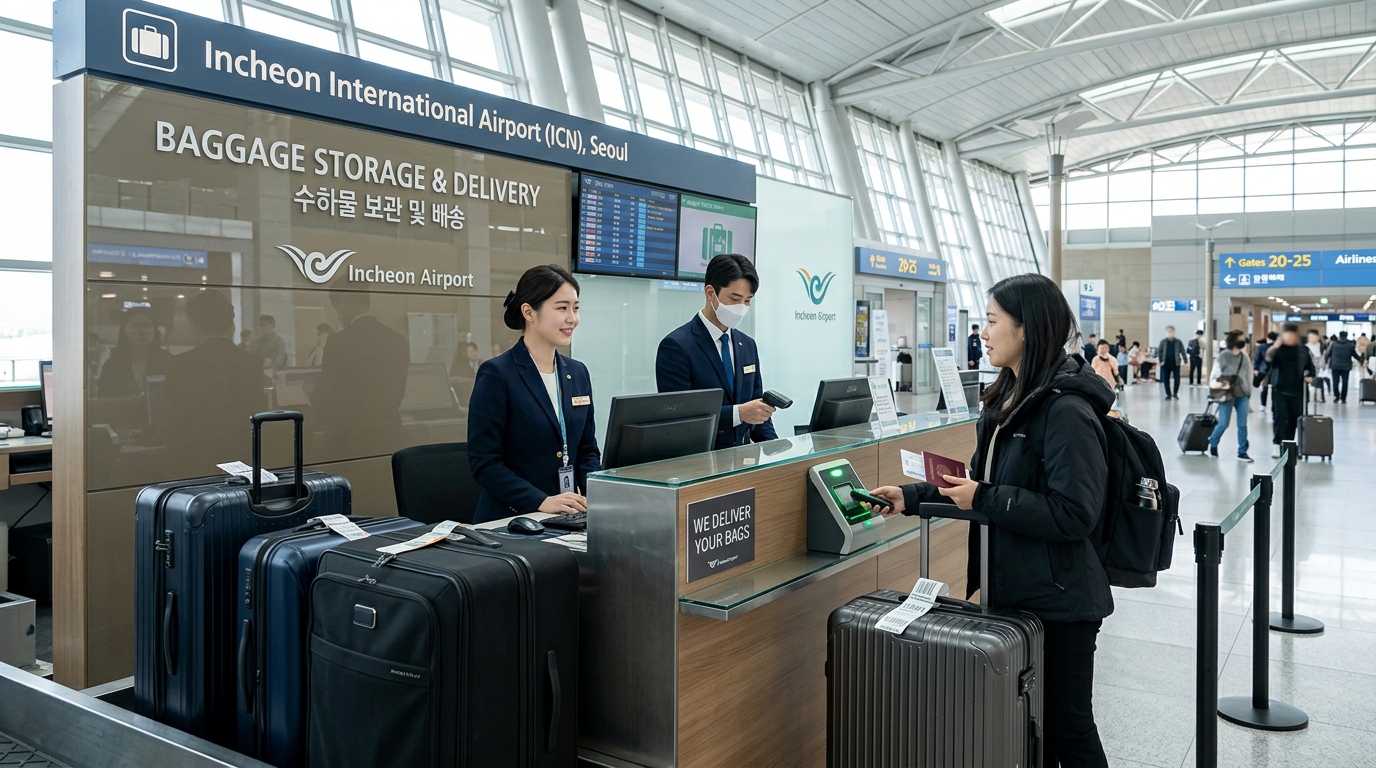 Korea Luggage Delivery Guide 2026: Incheon Airport to Hotel Same-Day Service (ZimCarry vs TRIPBAG vs Station Lockers)